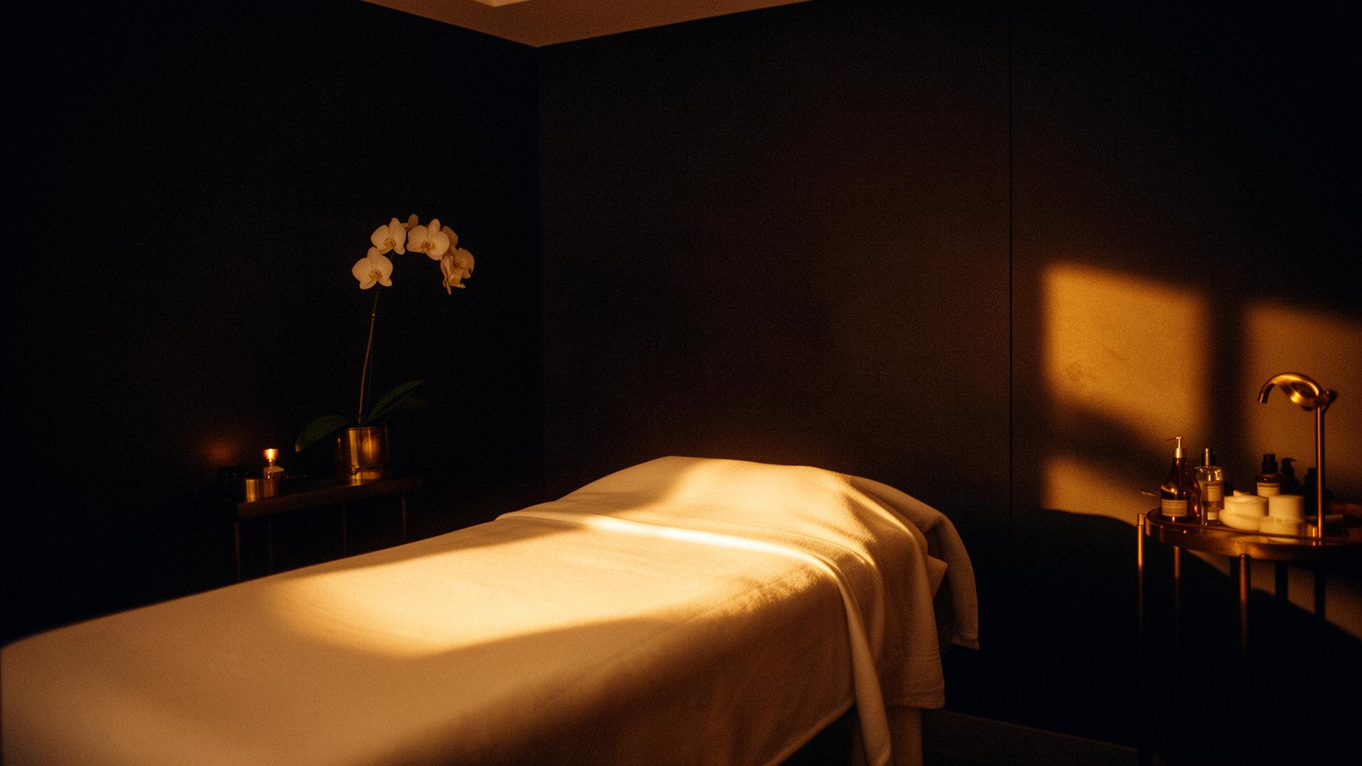 Cinematic treatment room with warm light